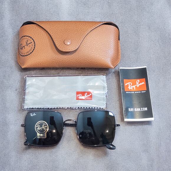 Ray Ban NWT RB1971 Classic Black Tortoiseshell Square Sunglasses - Picture 1 of 5